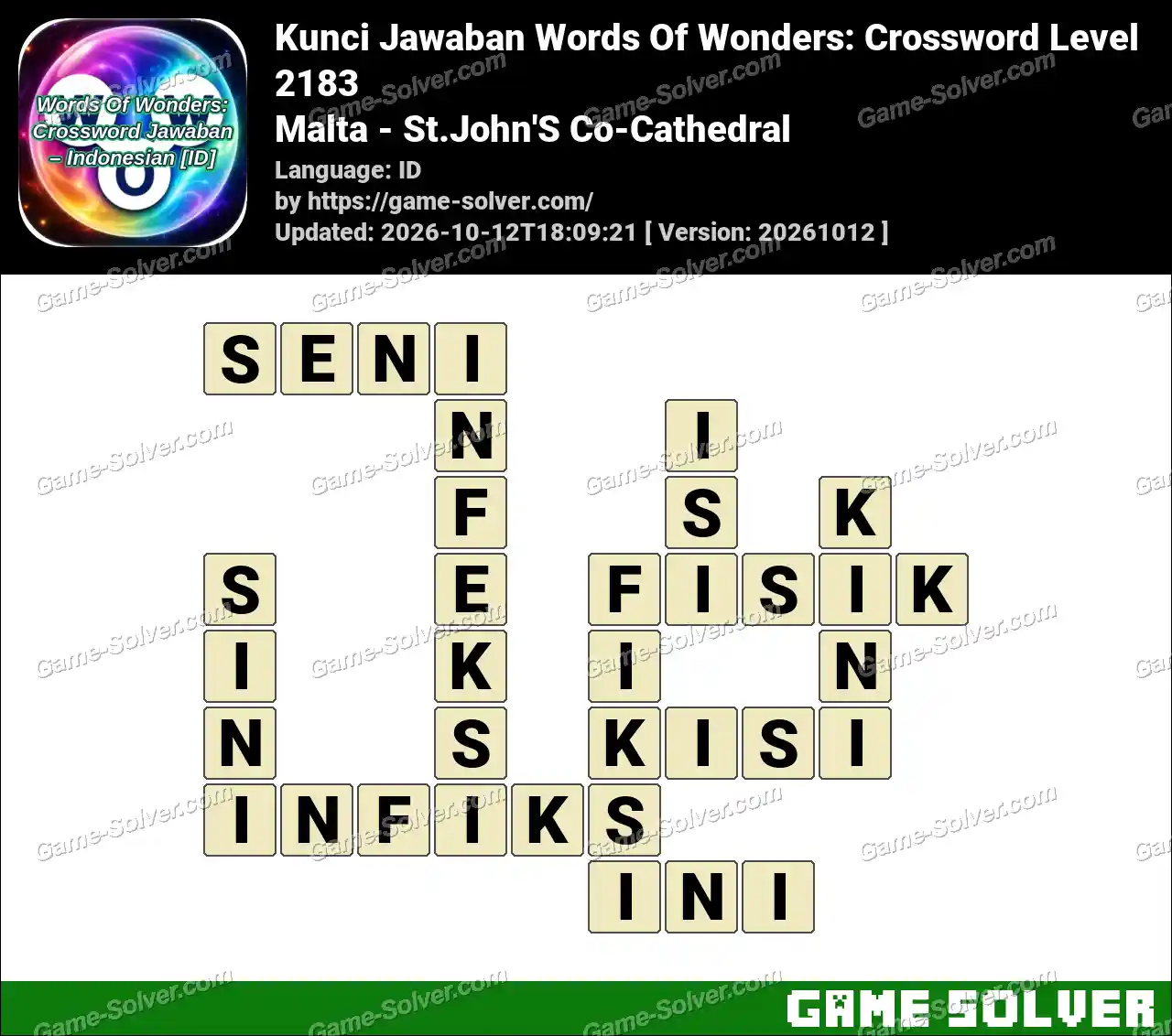 Kunci Jawaban Words Of Wonders: Crossword Level 2183 – Malta – St.John’S Co-Cathedral